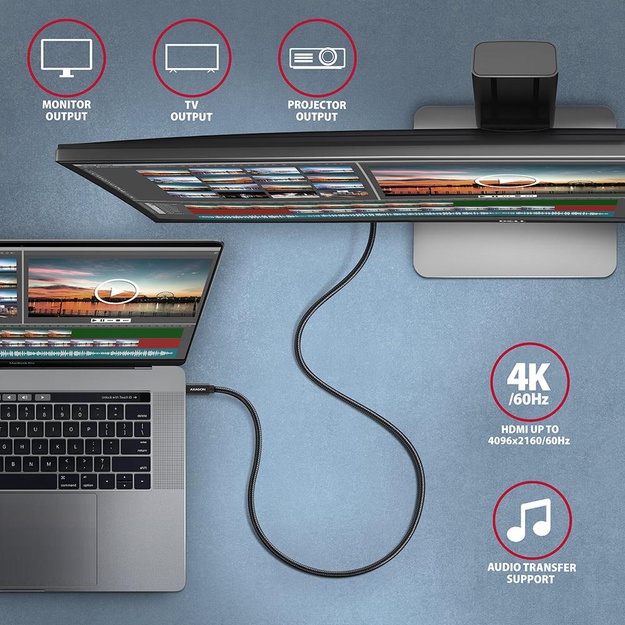 CABLE USB-C TO USB-C 1.5M 100W/BLACK BUCM32-CM15AB AXAGON