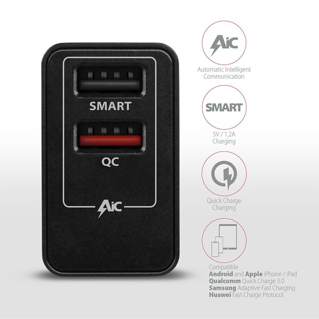 MOBILE CHARGER WALL USB 24W/2PORT ACU-QS24 AXAGON