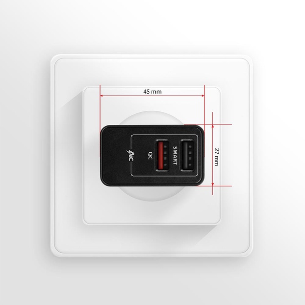 MOBILE CHARGER WALL USB 24W/2PORT ACU-QS24 AXAGON