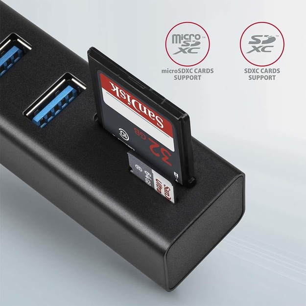 I/O HUB USB3.2 3P SD/MICROSD/0.2M HMA-CR3A AXAGON