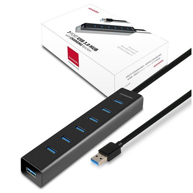 I/O HUB USB3.0 7PORT CHARGING/W/AC 1.2M HUE-SA7BP AXAGON