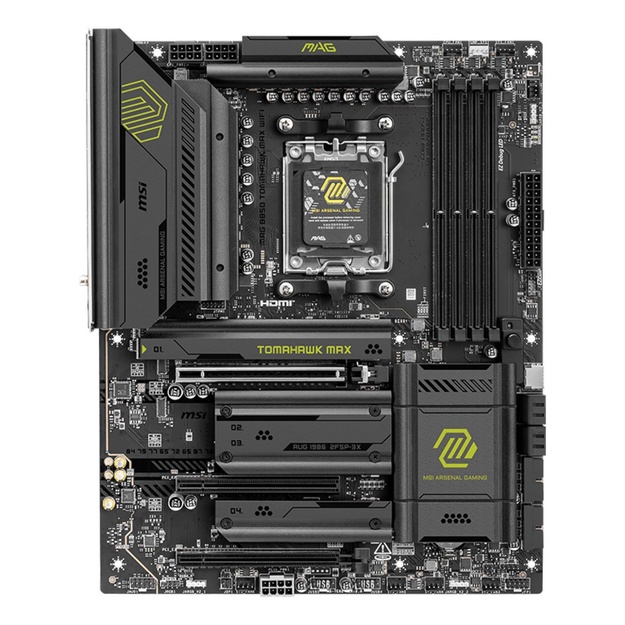 Mainboard|MSI|AMD B850|SAM5|ATX|Memory DDR5|Memory slots 4|3xPCI-Express 16x|4xM.2|1xHDMI|1xAudio-In|1xAudio-Out|4xUSB 2.0|1xUSB 3.0|2xUSB 3.2|3xUSB-C|1xRJ45|B850TOMAHAWKMAXWIFI