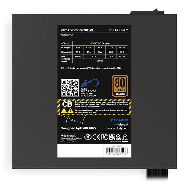 CASE PSU ATX 700W/VERO L5 BRONZE EY7A006 ENDORFY 9