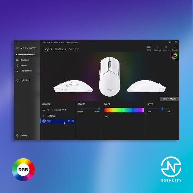 MOUSE USB OPTICAL HYPERX PF/HAS2 WL WHT 8R2E7AA HYPERX 7