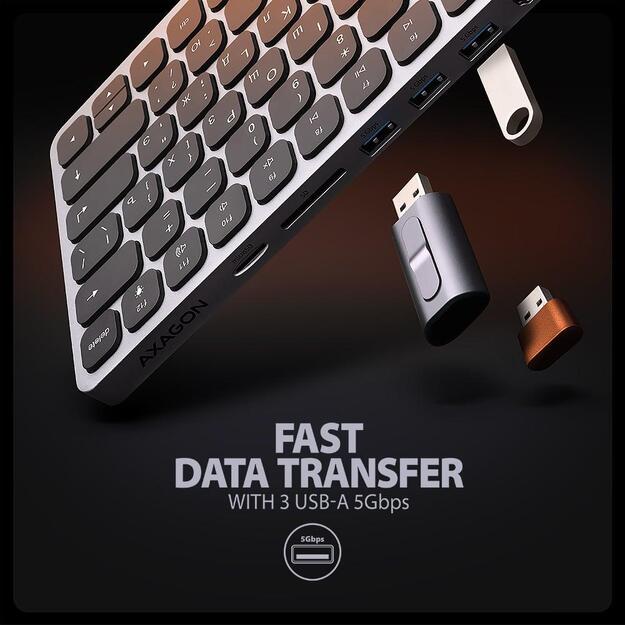 KEYBOARD + I/O HUB 9IN1/0.6M HMC-KB-CRL AXAGON 5