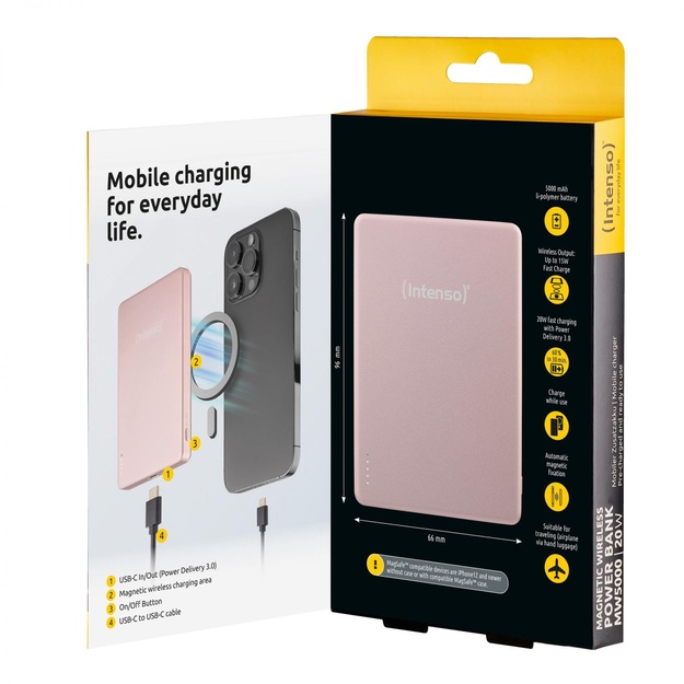 POWER BANK USB 5000MAH MAG/ROSE 7344023 INTENSO