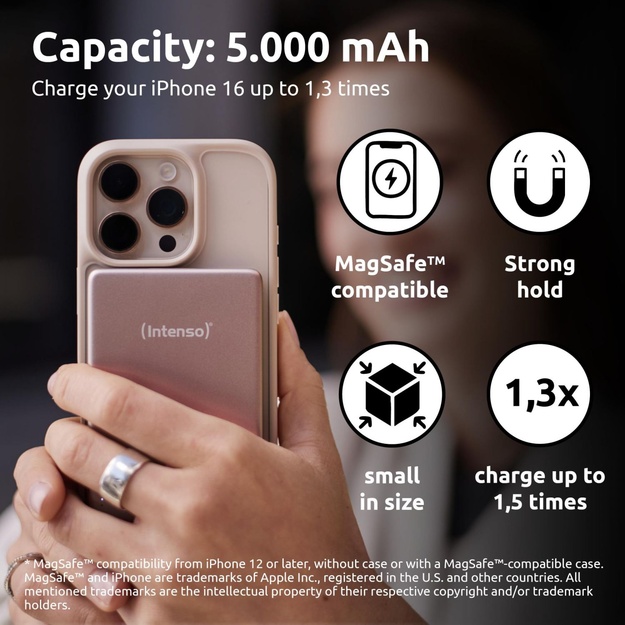 POWER BANK USB 5000MAH MAG/ROSE 7344023 INTENSO