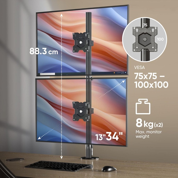 MONITOR ACC WALL MOUNT/13-34  BLACK D208E-B ONKRON