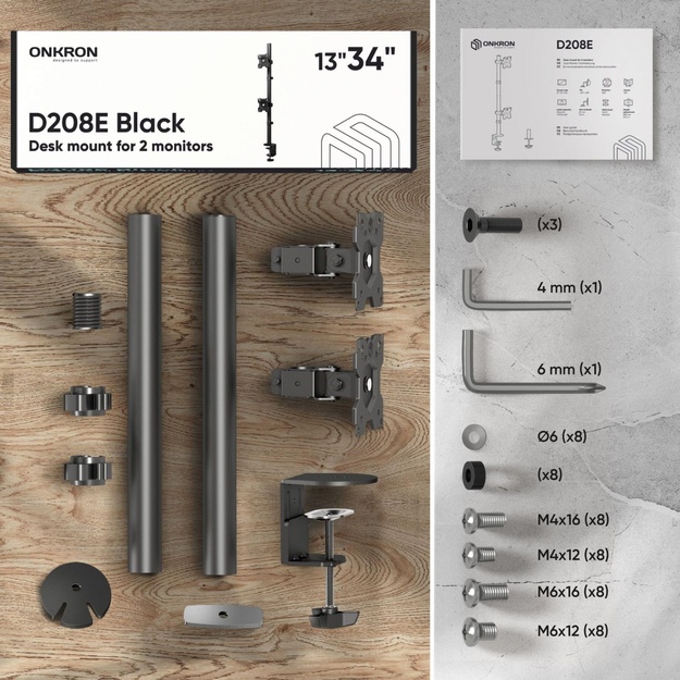 MONITOR ACC WALL MOUNT/13-34  BLACK D208E-B ONKRON