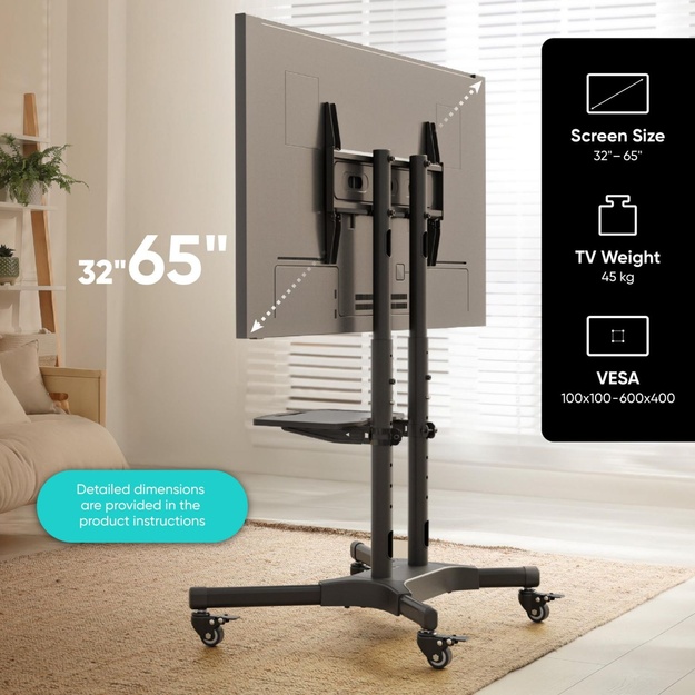 TV SET ACC MOBILE STAND/32-65 /BLACK TS1351-B ONKRON
