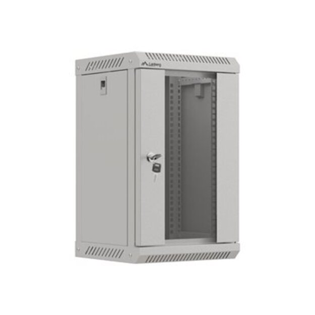 LANBERG Rack Cabinet 10 inch wall-mount 9U 300x300 with glass door grey flat pack