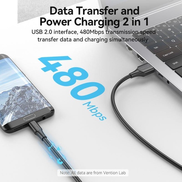 CABLE USB2.0 TO MICRO-B/2M BLACK CTIBH VENTION