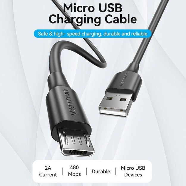 CABLE USB2.0 TO MICRO-B/2M BLACK CTIBH VENTION
