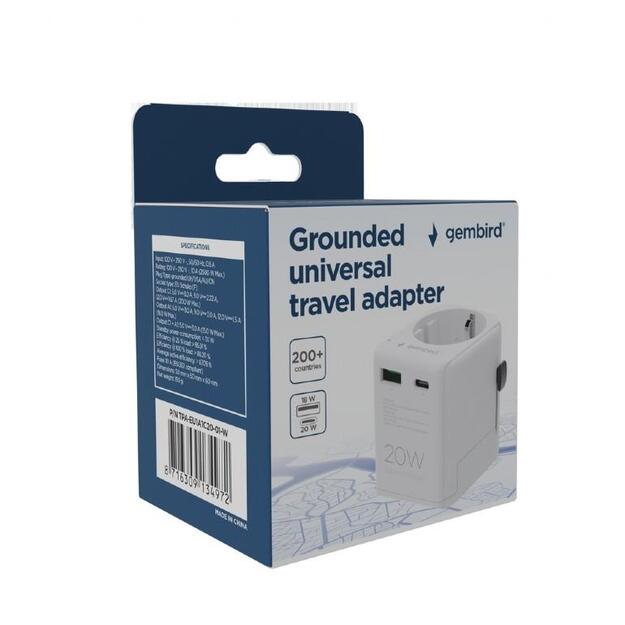POWER ADAPTER GROUNDED 20W/WHT TPA-EU1A1C20-01-W GEMBIRD 6