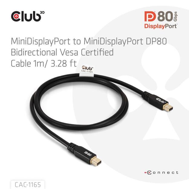 CABLE MINI DP TO MINI DP 1M/M/M CAC-1165 CLUB3D 1