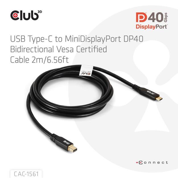 CABLE USB-C TO MINI DP 1.2M/M/M CAC-1561 CLUB3D 1