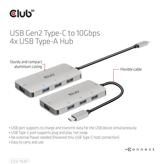I/O HUB USB-C TO USB 4PORT/M/F CSV-1547 CLUB3D 1