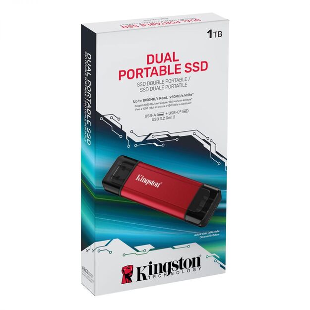 External SSD|KINGSTON|1TB|3D NAND|Write speed 950 MBytes/sec|Read speed 1050 MBytes/sec|SPSD/1TB 3
