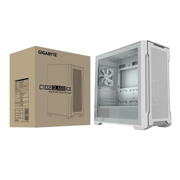 Case|GIGABYTE|GB-C102GI|MidiTower|Case product features Transparent panel|Not included|MicroATX|MiniITX|Colour White|C102GI 7