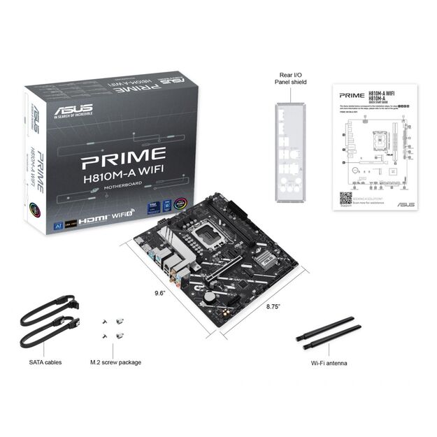 Mainboard|ASUS|Intel H810|LGA1851|Micro-ATX|Memory DDR5|Memory slots 2|PRIMEH810M-AWIFI 7