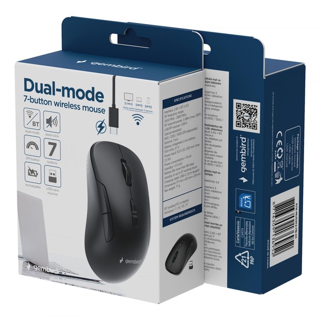 MOUSE USB OPTICAL WRL/MUSW2-7B-01 GEMBIRD