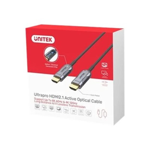 UNITEK C11033DGY Optic Cable HDMI 2.1 AOC 8K 120Hz 50m