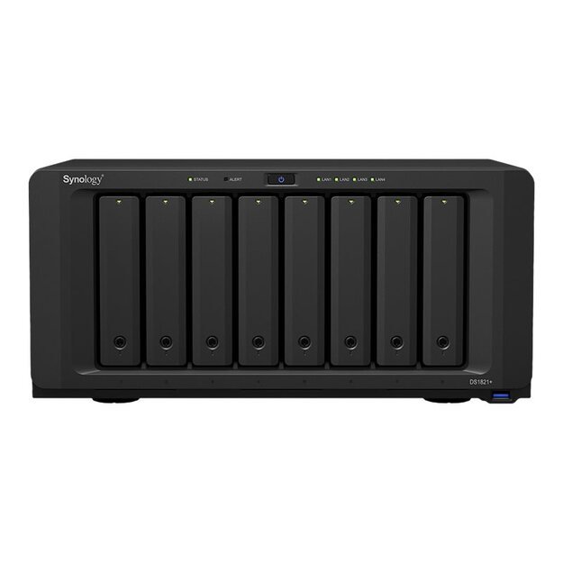 SYNOLOGY DS1821+ 8-Bay NAS AMD Ryzen Embedded V1500B quad-core 2.2GHz 4GB DDR4 up to 32GB 4xUSB 3.2 Gen 1 2xeSATA