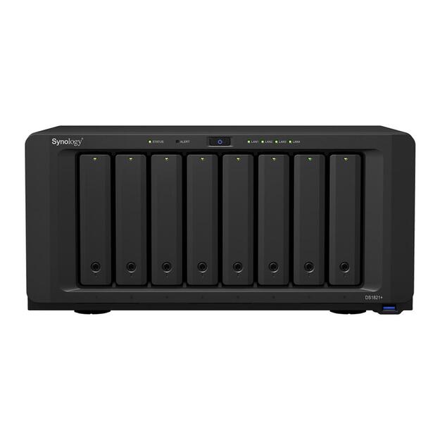 SYNOLOGY DS1821+ 8-Bay NAS AMD Ryzen Embedded V1500B quad-core 2.2GHz 4GB DDR4 up to 32GB 4xUSB 3.2 Gen 1 2xeSATA