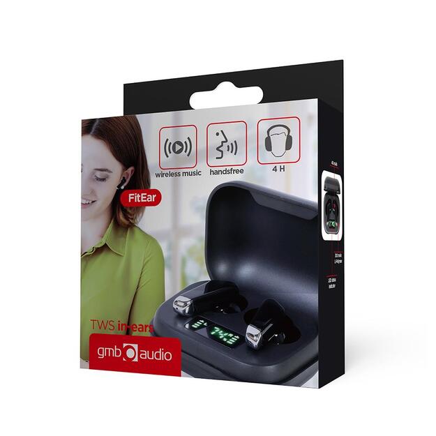 Ausinės vidinės belaidės HEADSET IN-EAR WRL/TWS BLACK FITEAR-X300B GEMBIRD 4