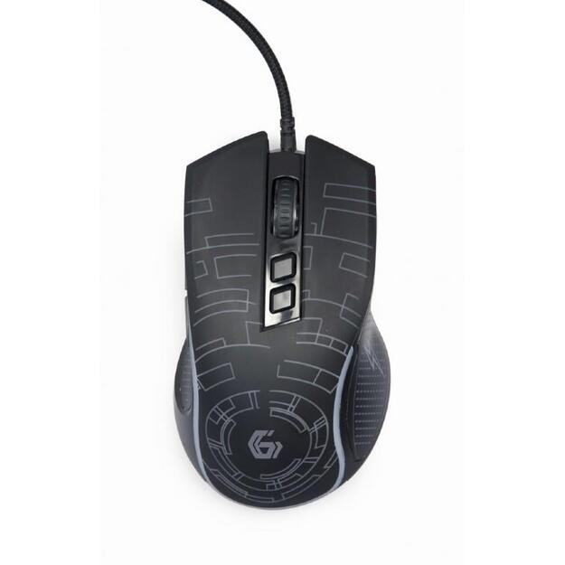 Kompiuterinė pelė laidinė MOUSE USB OPTICAL GAMING/BLACK MUSG-RGB-01 GEMBIRD