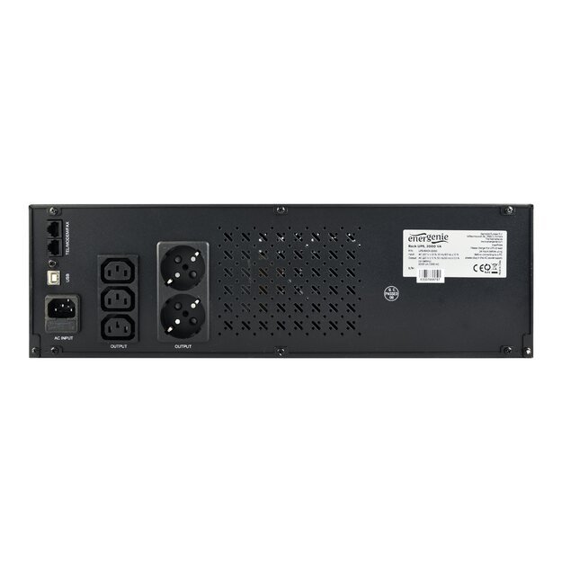 Nepertraukiamo maitinimo šaltinis UPS GEMBIRD UPS-RACK-2000 UPS Rack 19inch 3.4U 2000VA 2xIEC 2x Schuko USB LCD