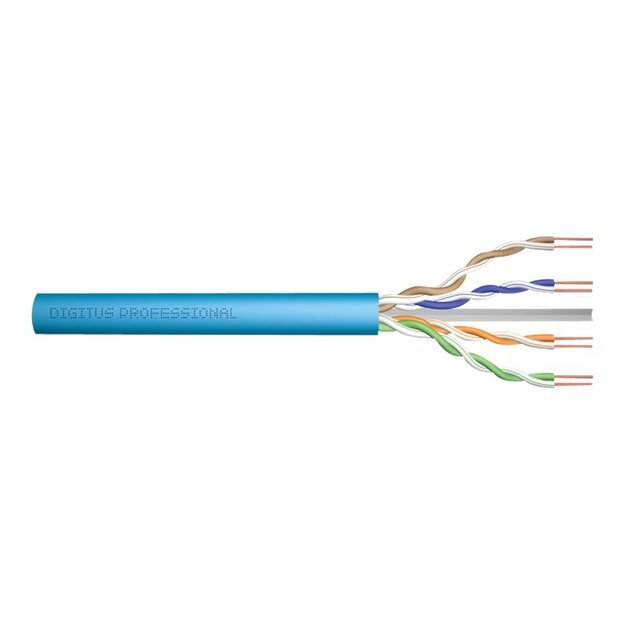 Instaliacinis tinklo kabelis DIGITUS DK-1614-A-VH-5 CAT 6A U-UTP 500MHz Dca EN 50575 AWG 23/1 500m drum sx blue