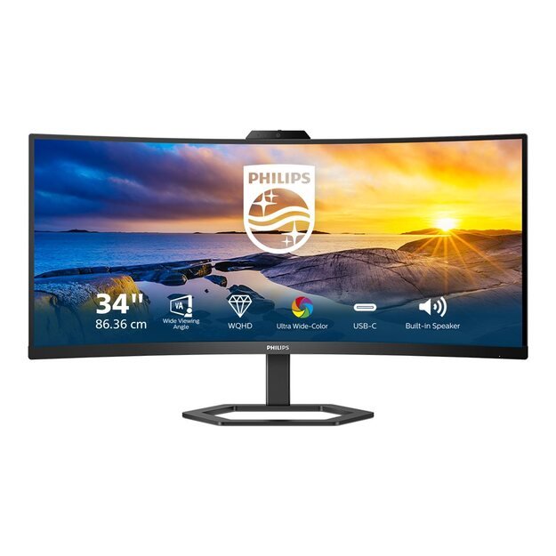 Monitorius PHILIPS 34E1C5600HE/00 34inch 3440x1440 VA Curved H/A 130 MM ULTRAWIDE USB-C DISPLAY