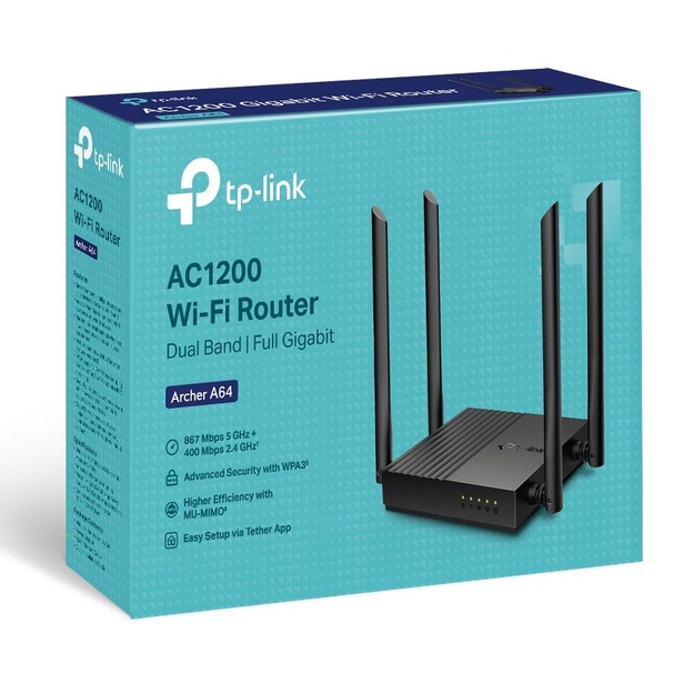 Maršrutizatorius TP-LINK 1200Mbps 1 WAN 4x10/100/1000M ARCHERA64