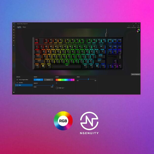 Klaviatūra laidinė ALLOY ORIGINS CORE/PBT HX BLUE 639N8AA#ABA HYPERX