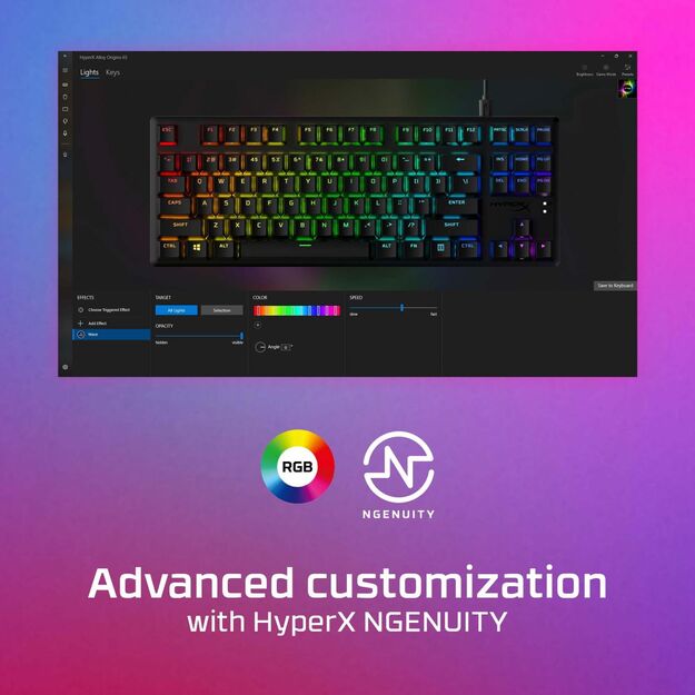 Klaviatūra laidinė ALLOY ORIGINS CORE/PBT HX BLUE 639N8AA#ABA HYPERX