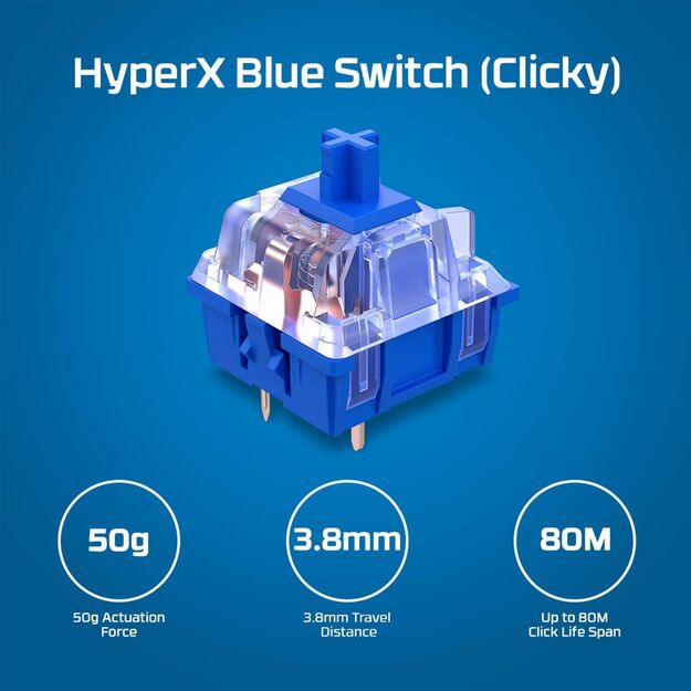 Klaviatūra laidinė ALLOY ORIGINS CORE/PBT HX BLUE 639N8AA#ABA HYPERX
