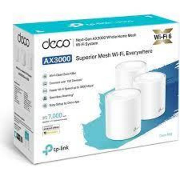 Namų bevielio Mesh tinklo sistema TP-LINK 3-pack 3000Mbps 2x10/100/1000M DECOX60(3-PACK)