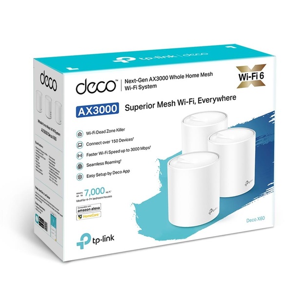 Namų bevielio Mesh tinklo sistema TP-LINK 3-pack 3000Mbps 2x10/100/1000M DECOX60(3-PACK)