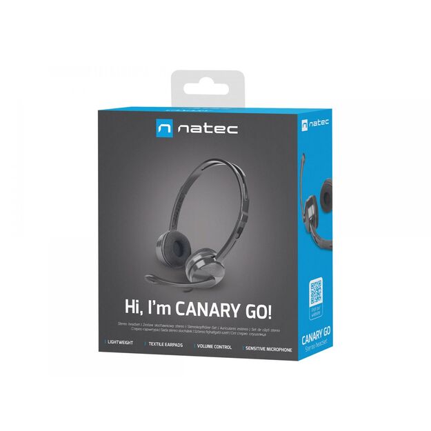 Ausinės NATEC headset Canary Go with microphone black