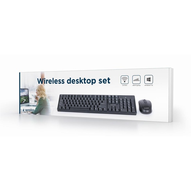 Klaviatūra + pelė komplektas KEYBOARD +MOUSE WRL ENG/DESKTOP KBS-W-01 GEMBIRD