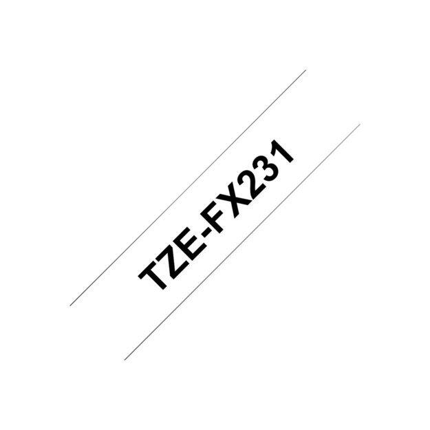 BROTHER TZEFX231 Flexi Tapes 12mm 8m white black laminate 4