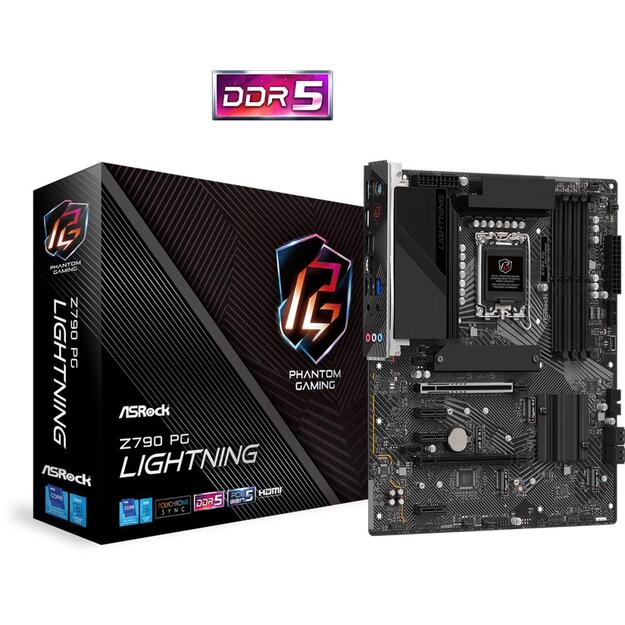 Pagrindinė plokštė|ASROCK|Intel Z790|LGA1700|ATX|Memory DDR5|Memory slots 4|3xPCI-Express 3.0 1x|1xPCI-Express 4.0 16x|1xPCI-Express 5.0 16x|4xM.2|1xHDMI|1xAudio-In|1xAudio-Out|1xMicrophone|1xUSB 2.0|6xUSB 3.2|1xUSB-C|1xRJ45|Z790PGLIGHTNING