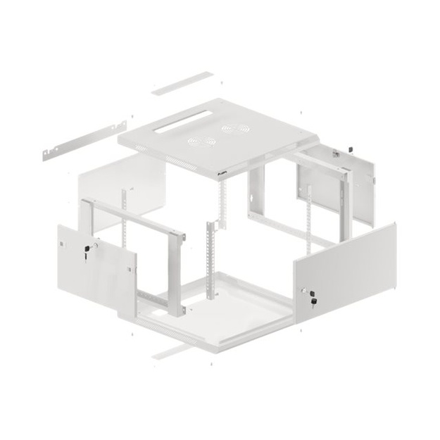 Komutacinė spinta pakabinama LANBERG 6U 600x600 steel doors grey flat pack