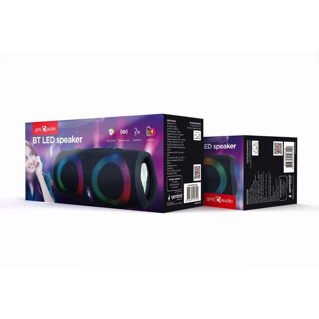 Nešiojama kolonėlė|GEMBIRD|Black|Portable/Wireless|1xAudio-In|1xUSB 2.0|1xMicroSD Card Slot|Bluetooth|SPK-BT-LED-02