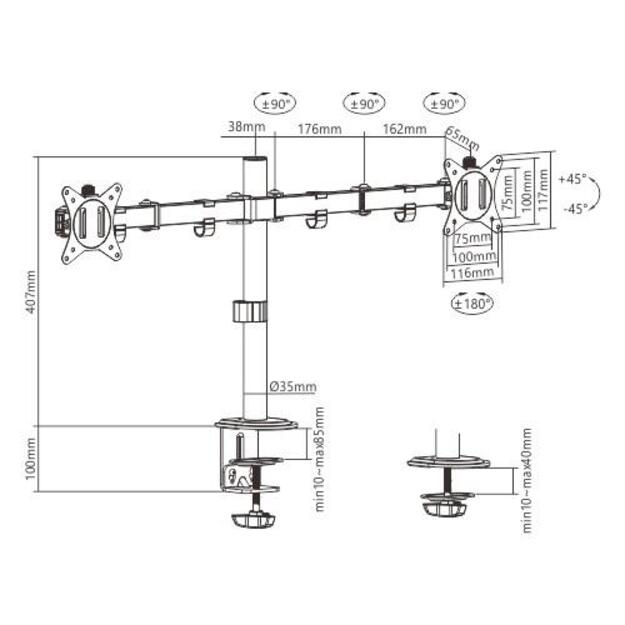 DISPLAY ACC MOUNTING ARM/17-32  MA-D2-01 GEMBIRD