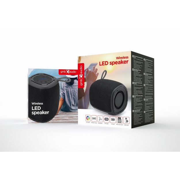 Portable Speaker|GEMBIRD|Black|Portable/Wireless|1xUSB-C|Bluetooth|SPK-BT-LED-03-BK