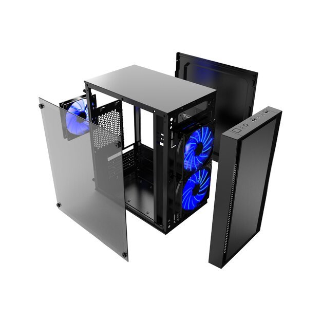GEMBIRD CCC-FORNAX-960B Gaming design PC case 3 x 12cm fans blue