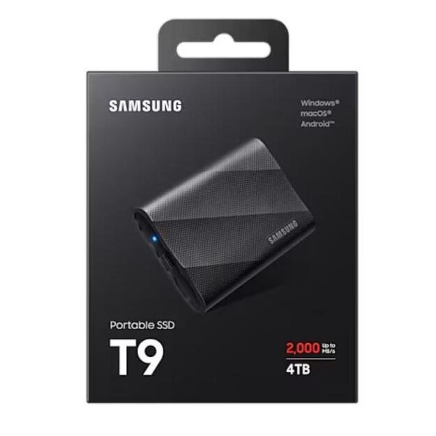 External SSD|SAMSUNG|T9|4TB|USB 3.2|Write speed 2000 MBytes/sec|Read speed 2000 MBytes/sec|MU-PG4T0B/EU