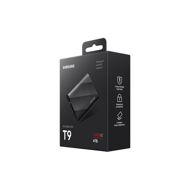 External SSD|SAMSUNG|T9|4TB|USB 3.2|Write speed 2000 MBytes/sec|Read speed 2000 MBytes/sec|MU-PG4T0B/EU